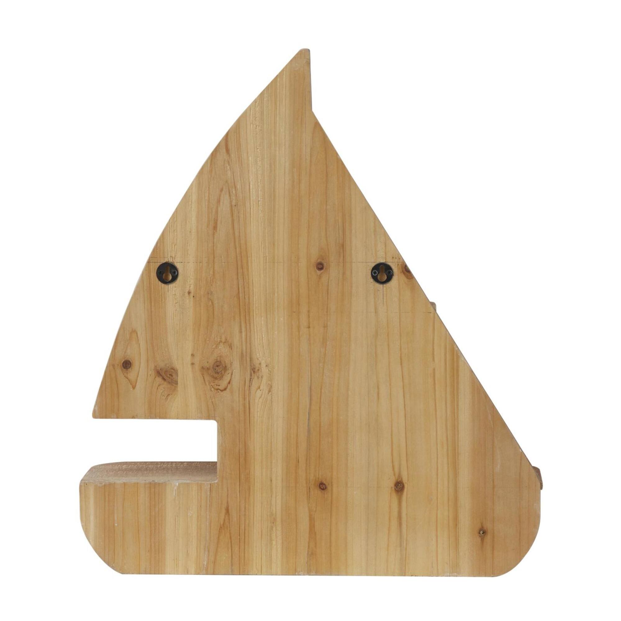 24" Brown Nautical Wood Wall Shelf